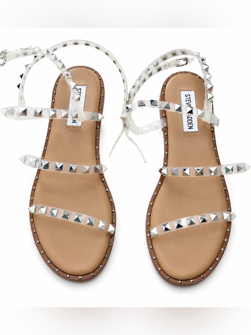 Steve Madden Clear Studded Travel Sandal 8.5